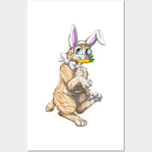 Bobtail BunnyCat: Cream Tabby (White) Posters and Art